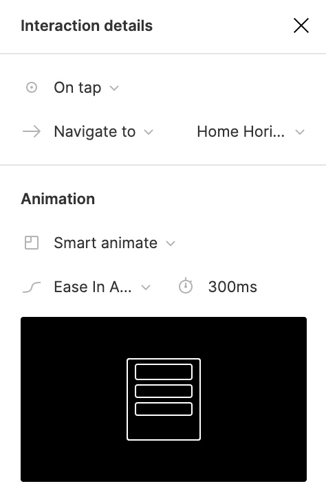 interaction details window on Figma